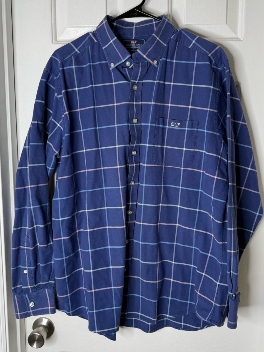 Vineyard Vines Navy and White Windowpane Button-Down Shirt